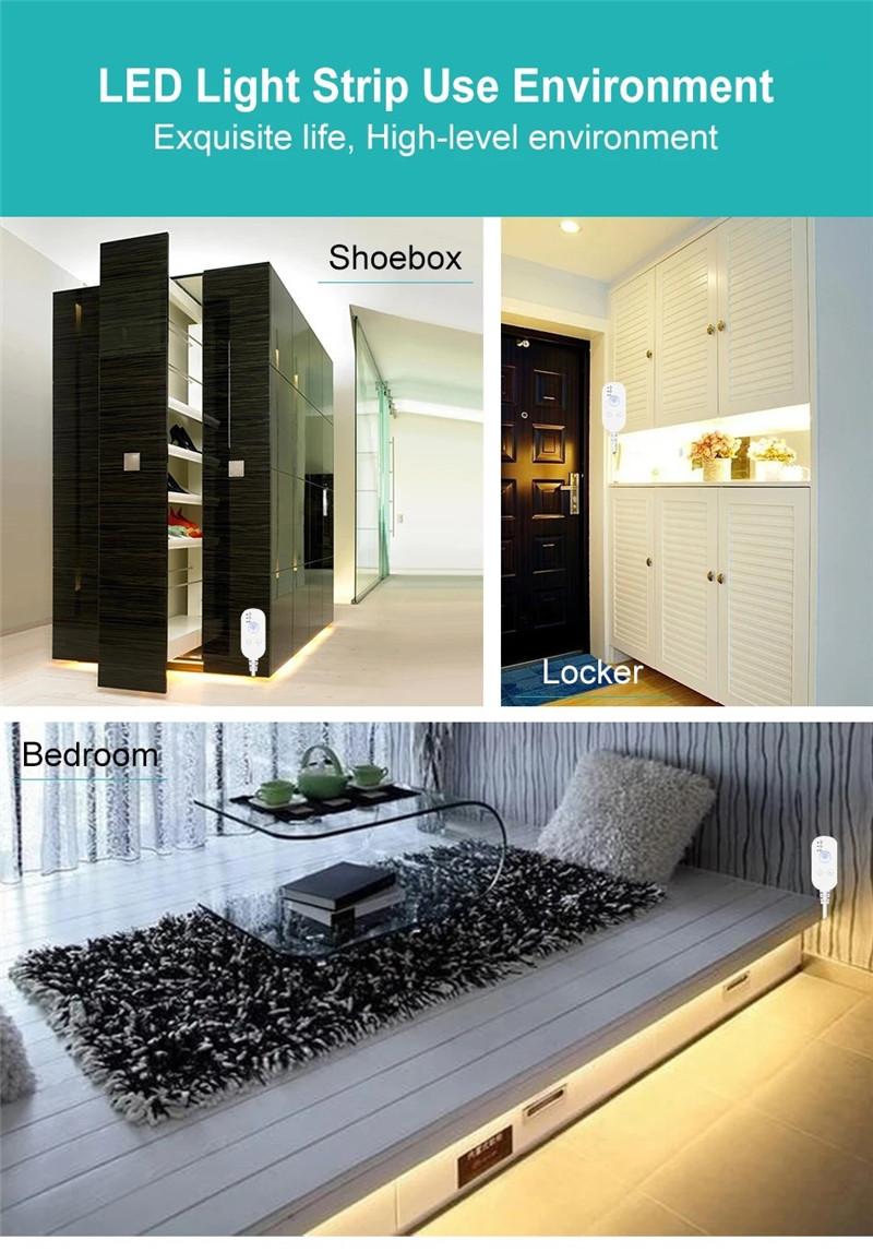 COB LED Strip Light, Motion Activated Light Strip with Adapter, Night ...