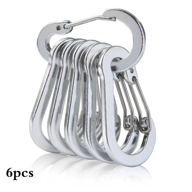 6pcs outdoor carabiners, size 5 flat aluminum alloy gourd-shaped ...