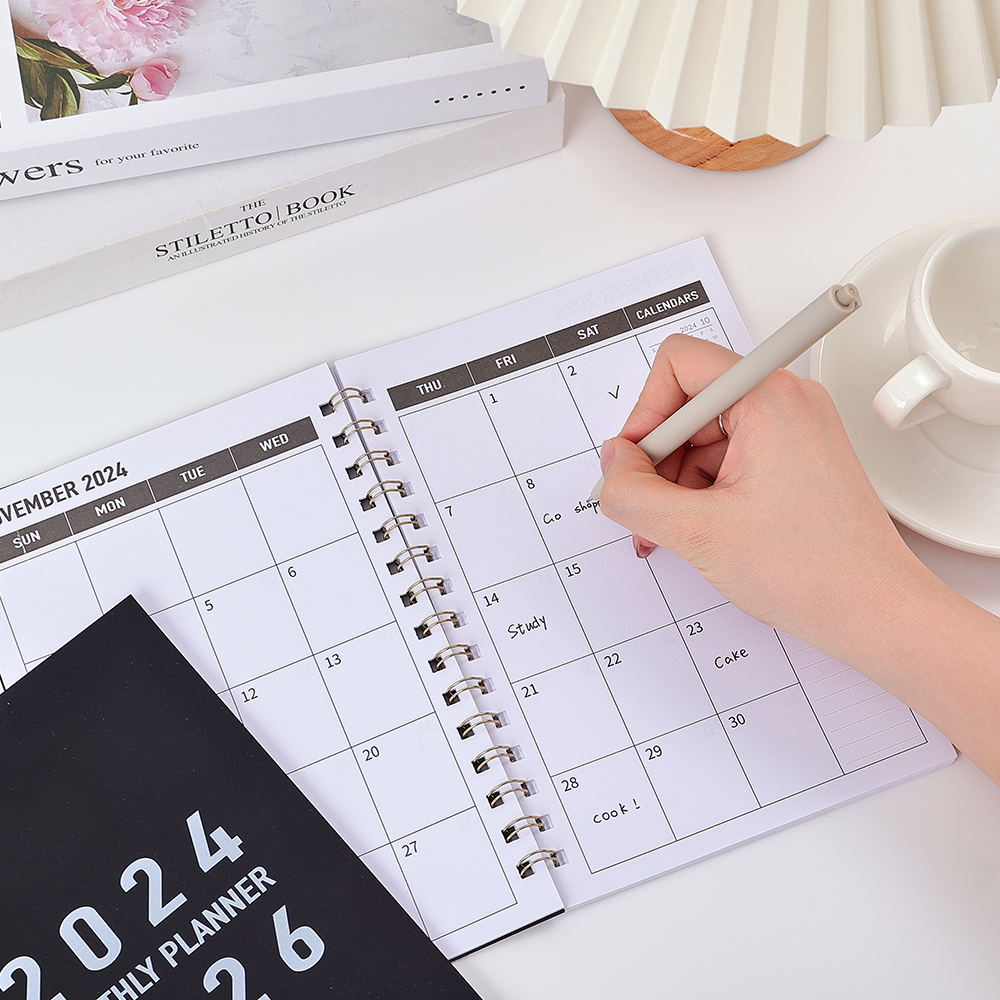 29 sheets 2024-2026 Monthly Planner Black PVC Waterp roof Cover Monthly ...