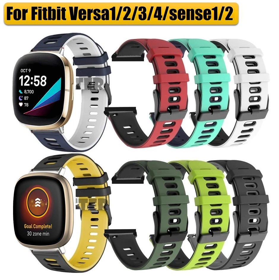 Sports Double Color Silicone Fitbit Versa 4 Strap / Fitbit Versa 3 ...
