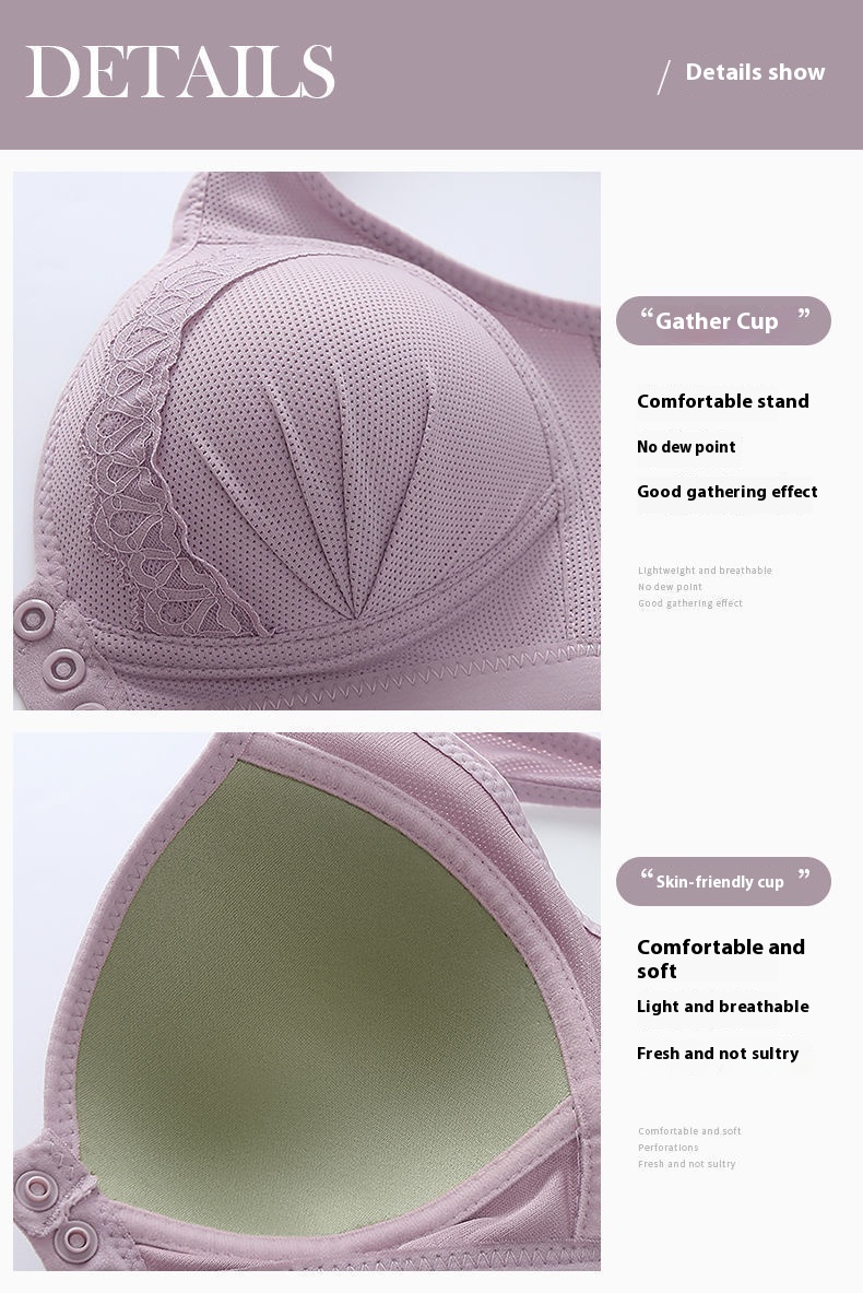 HuoYuan[Ready Stock] 36-46 Large Size Front Button Breastfeeding Bra ...