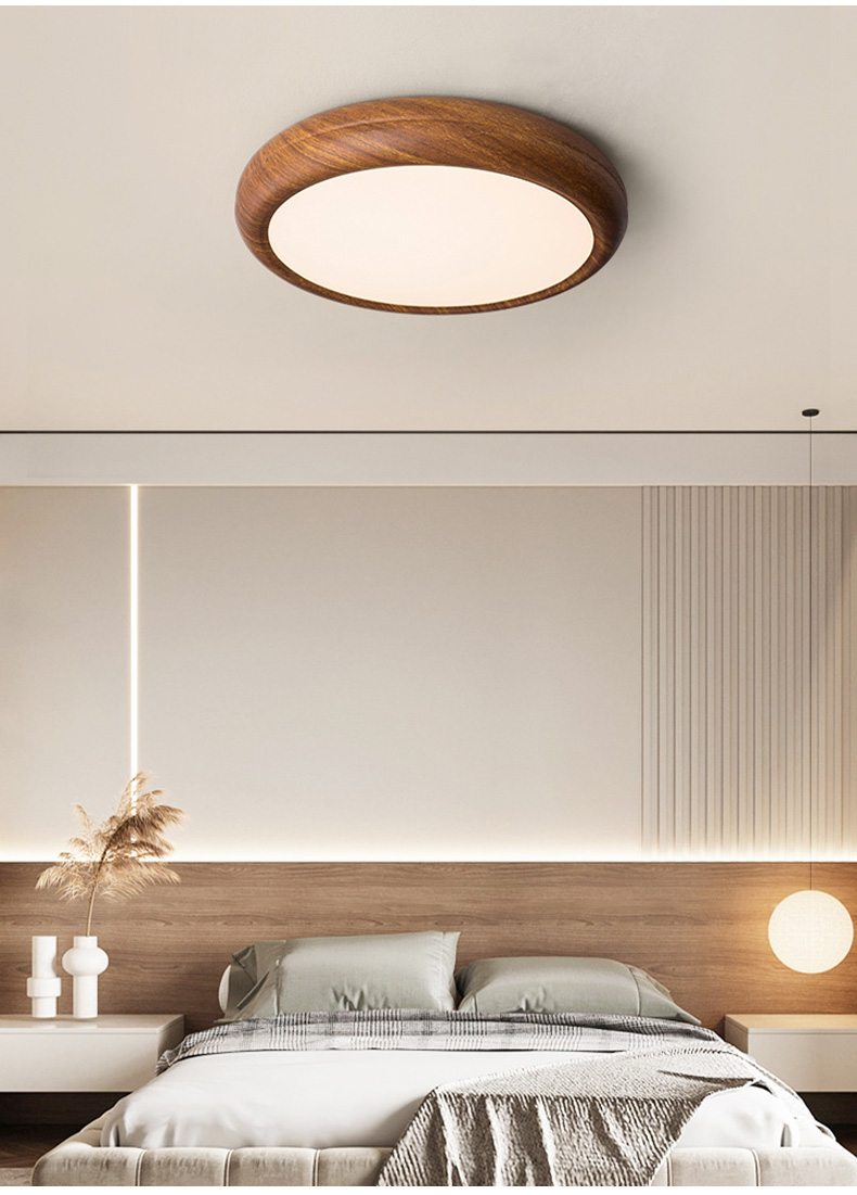 Modern LED Ceiling Light Flush Mounted Rustic Wood Grain Ceiling ...