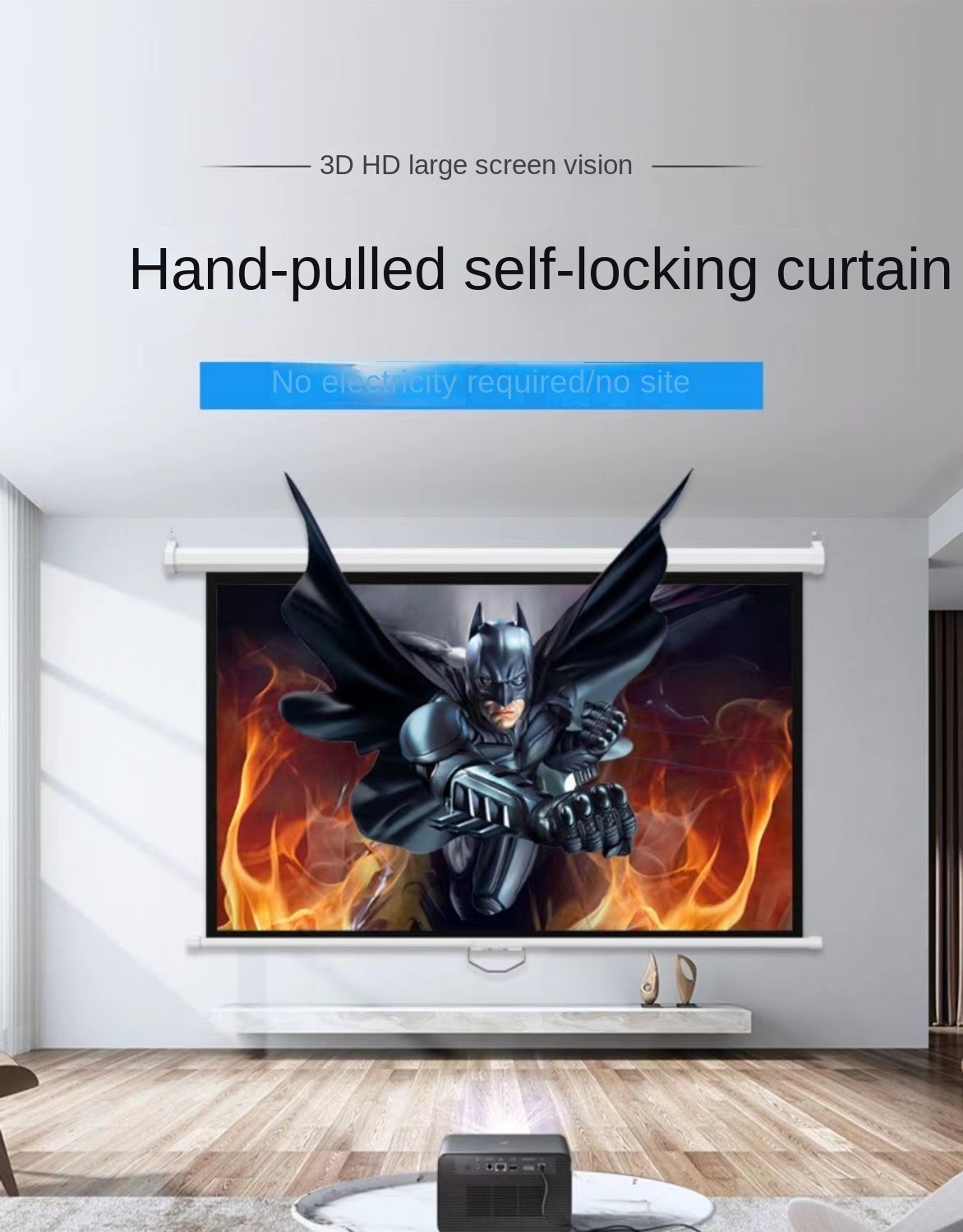 Hand-pulled self-locking curtain projector curtain wall-mounted manual ...