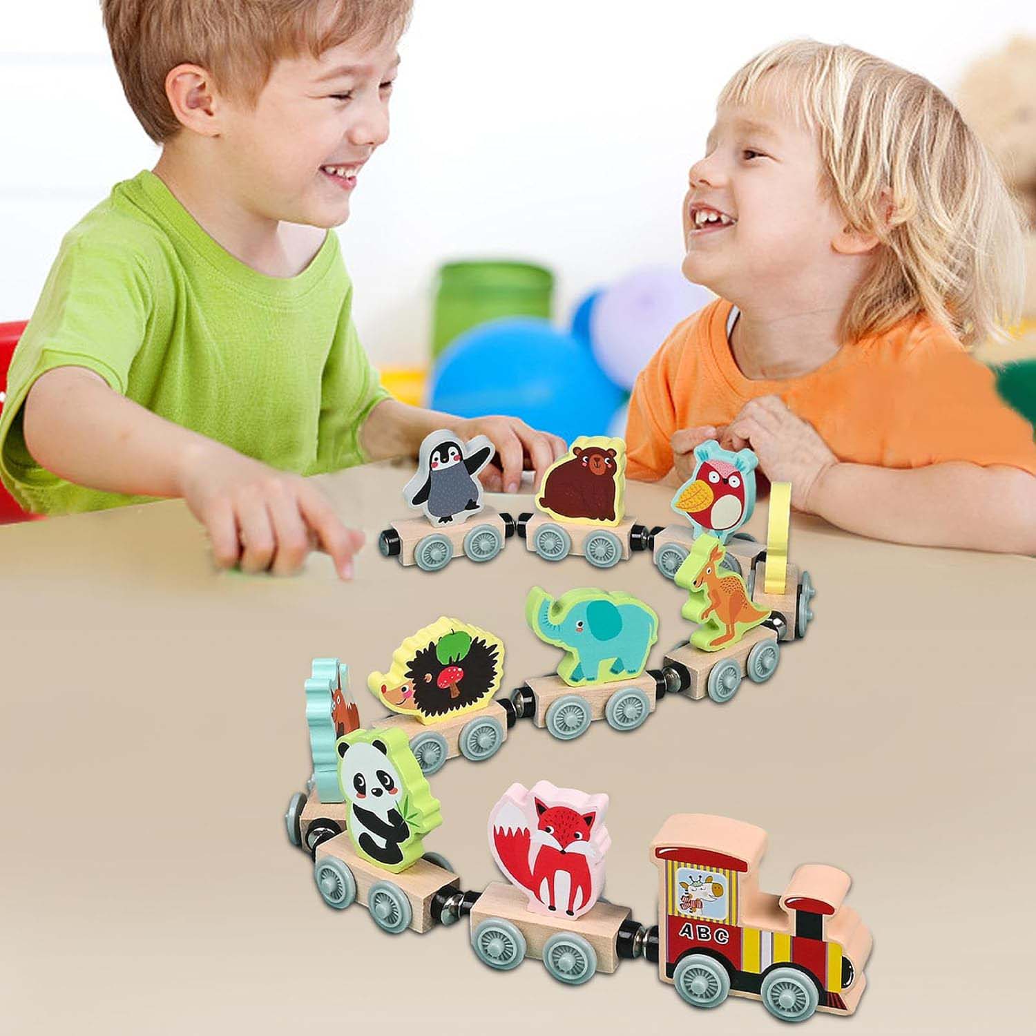 Magnetic Wooden Animals Train Set, Montessori Toys for Toddlers Toys ...