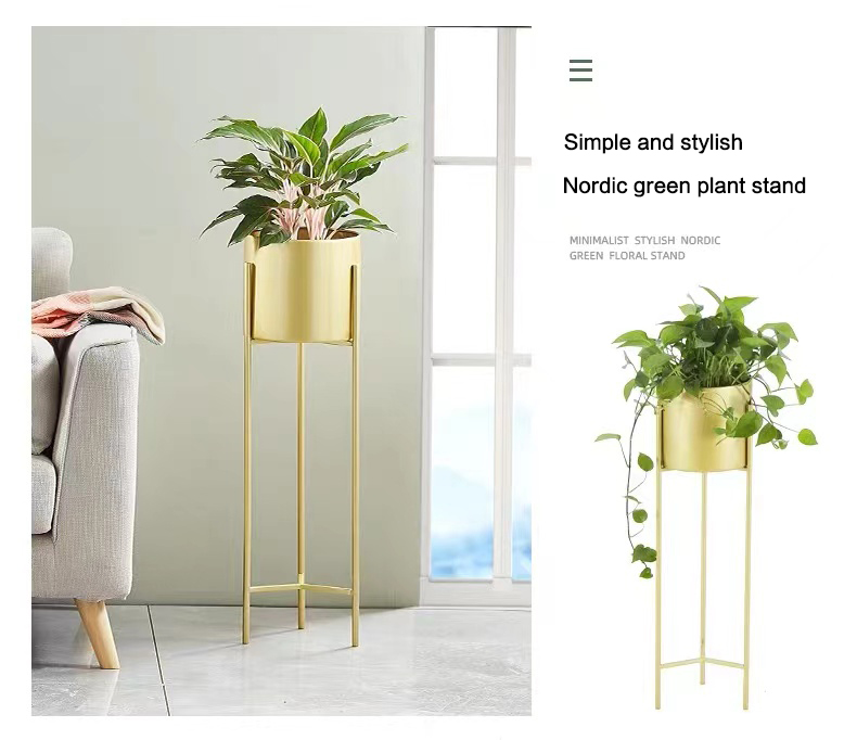 Gold Pot Planter Premium Unique Interior Flower Rack Full Gold Plant ...