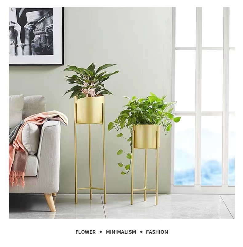 Gold Pot Planter Premium Unique Interior Flower Rack Full Gold Plant ...