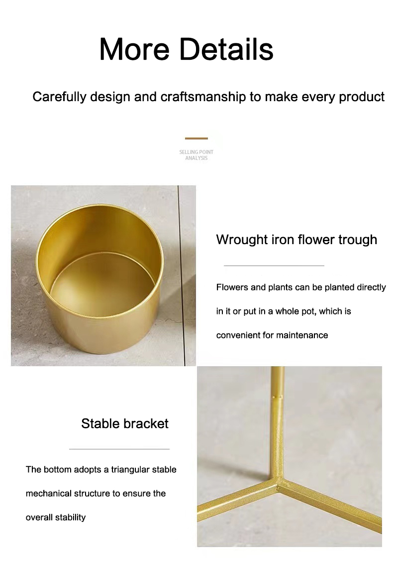 Gold Pot Planter Premium Unique Interior Flower Rack Full Gold Plant ...