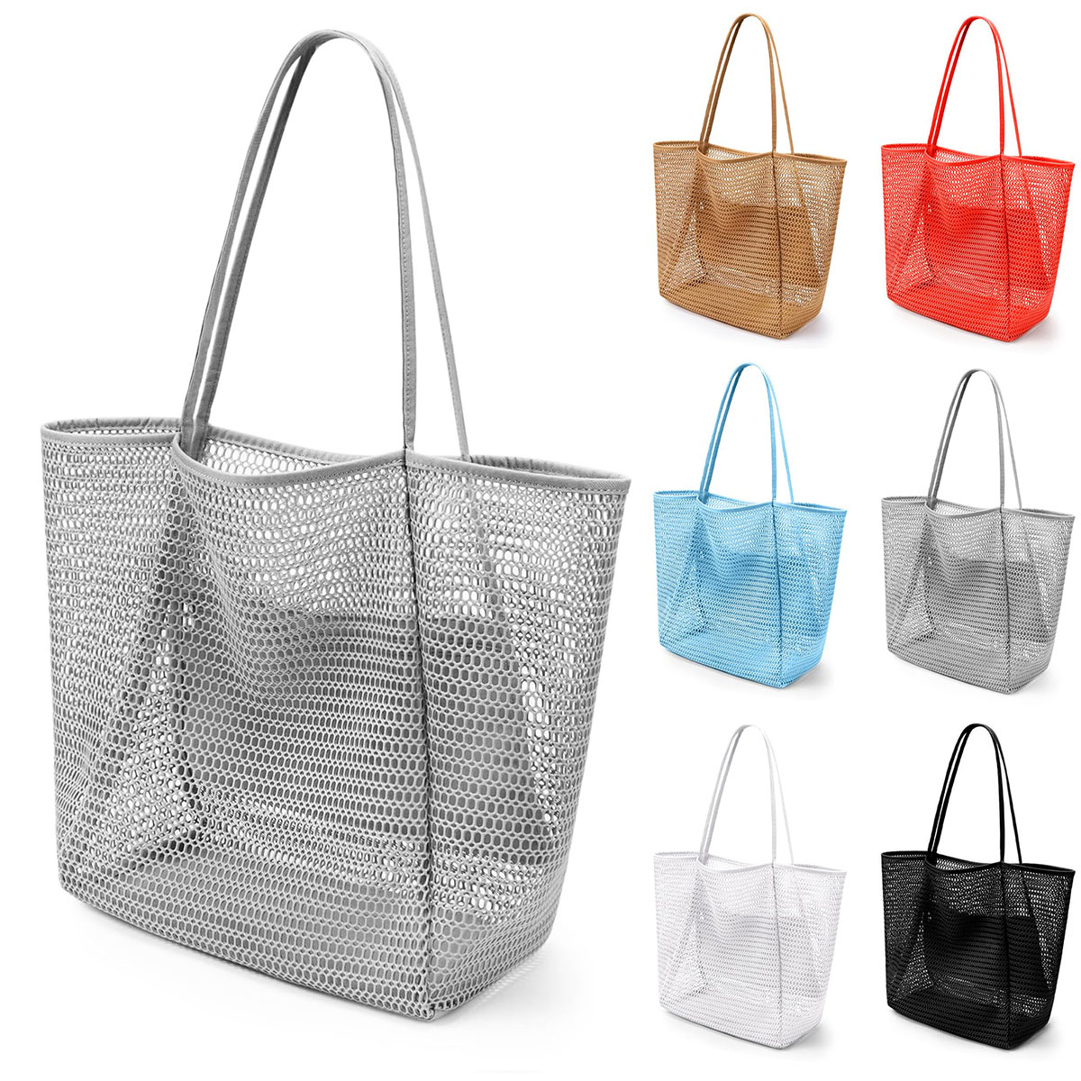 Mesh Beach Bag Portable Tote Bags OneShoulder Men's Women Portable