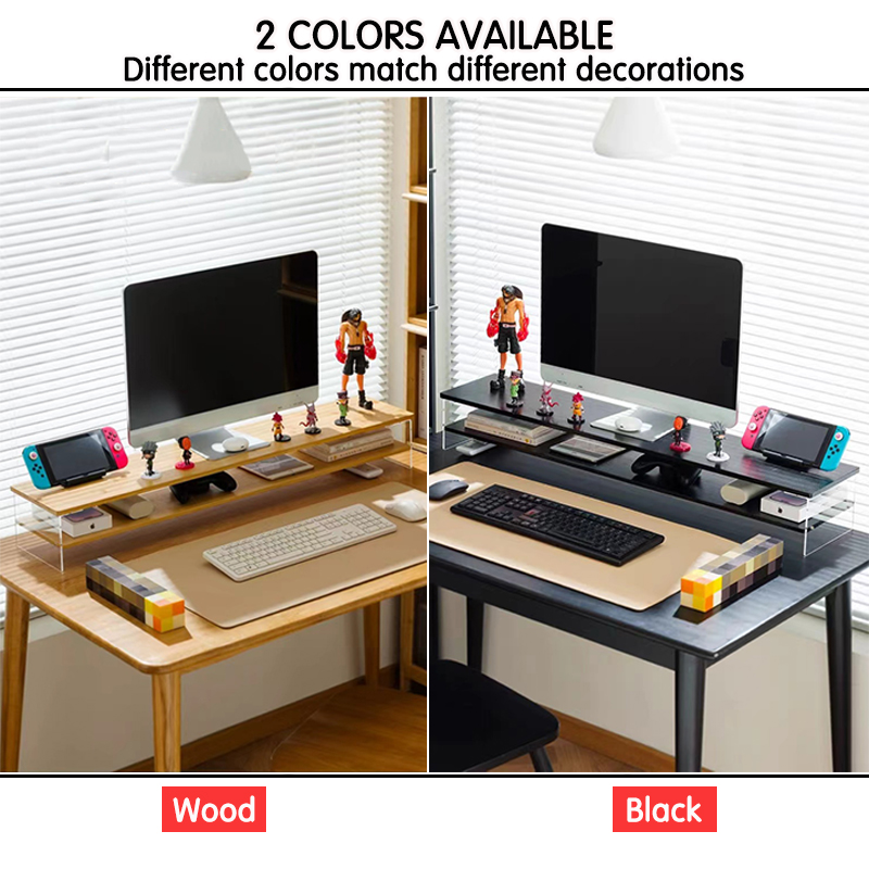 Wooden Monitor Riser Stand Desktop Height Increase Shelf Ergonomic ...