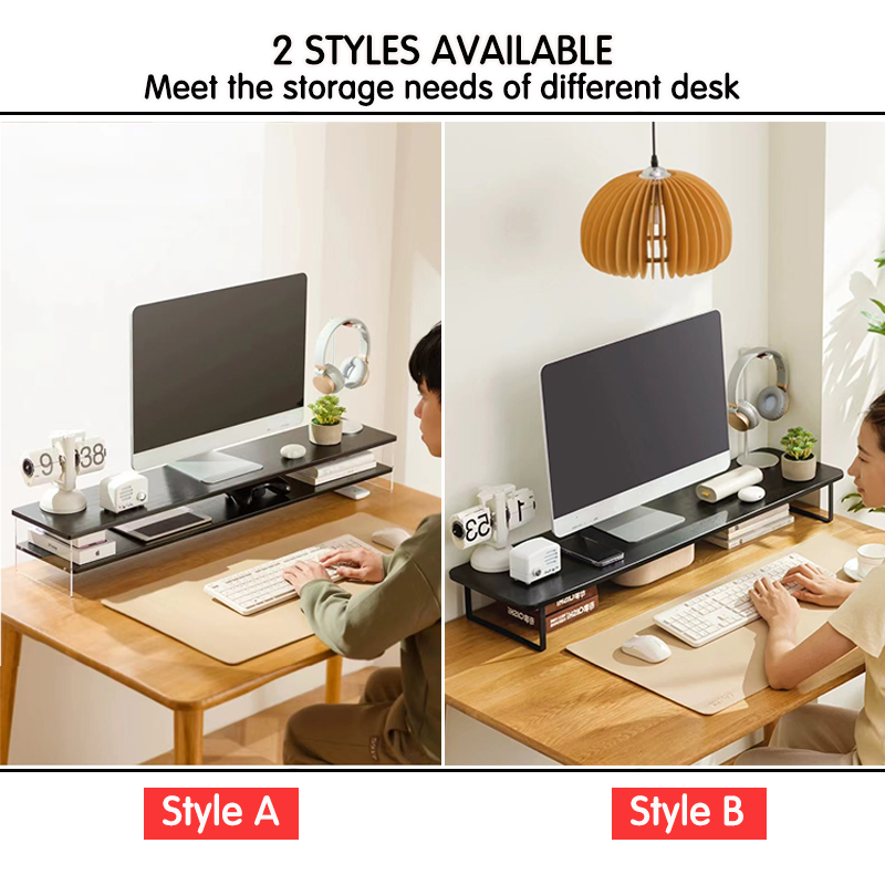 Wooden Monitor Riser Stand Desktop Height Increase Shelf Ergonomic ...