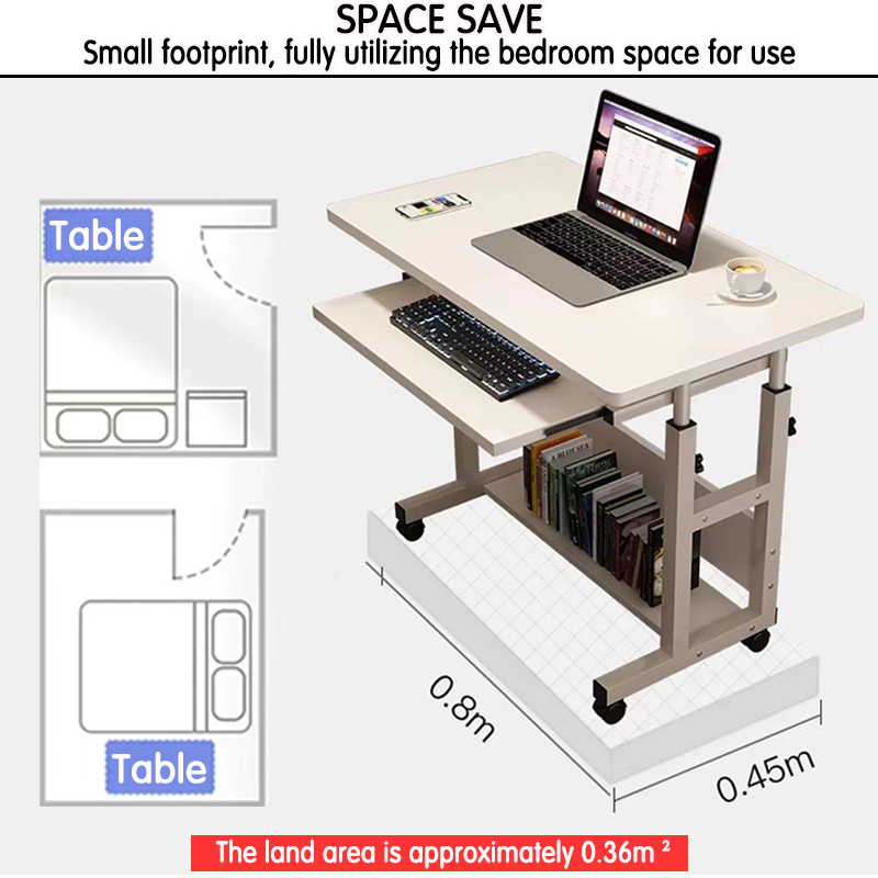 Height Adjustable Computer Laptop Table Study Table with Wheels ...
