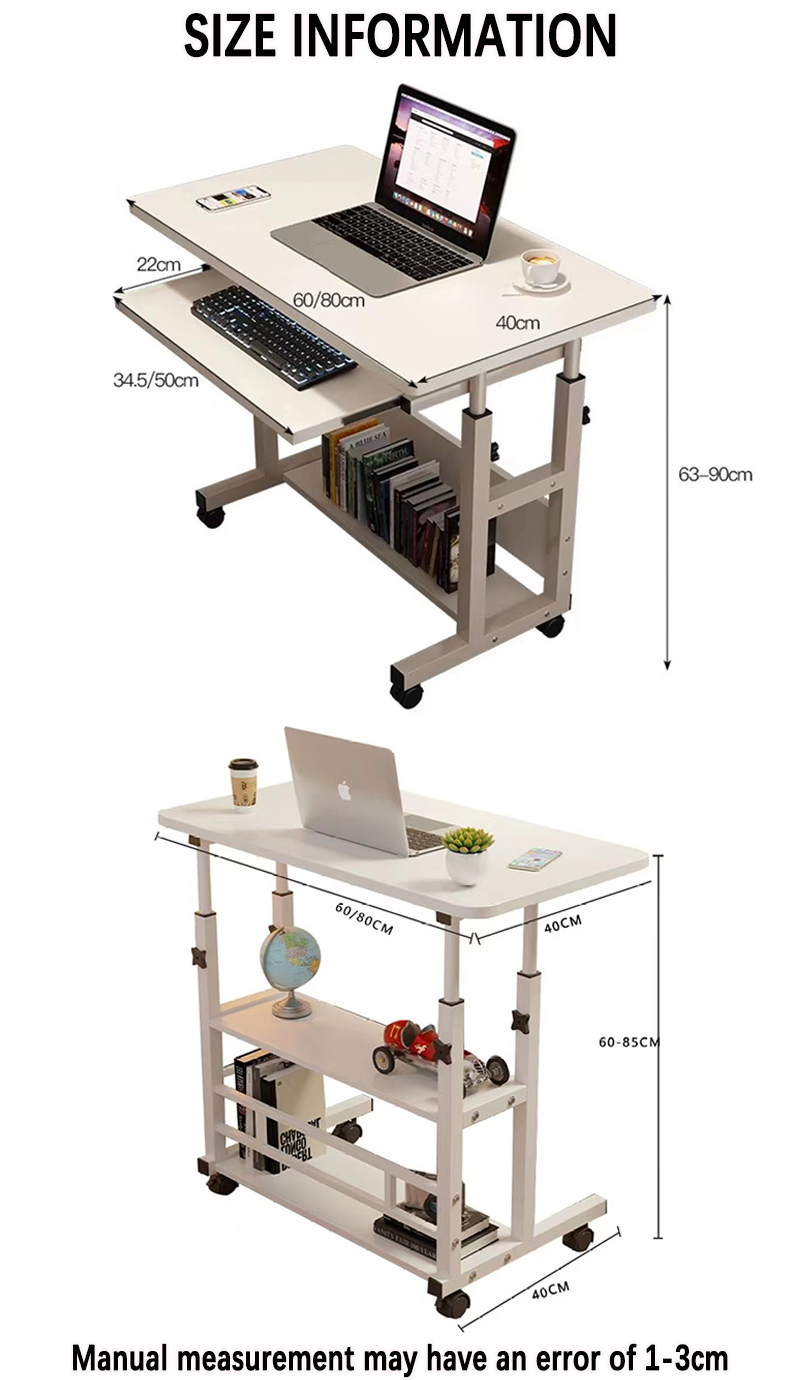 Height Adjustable Computer Laptop Table Study Table with Wheels ...