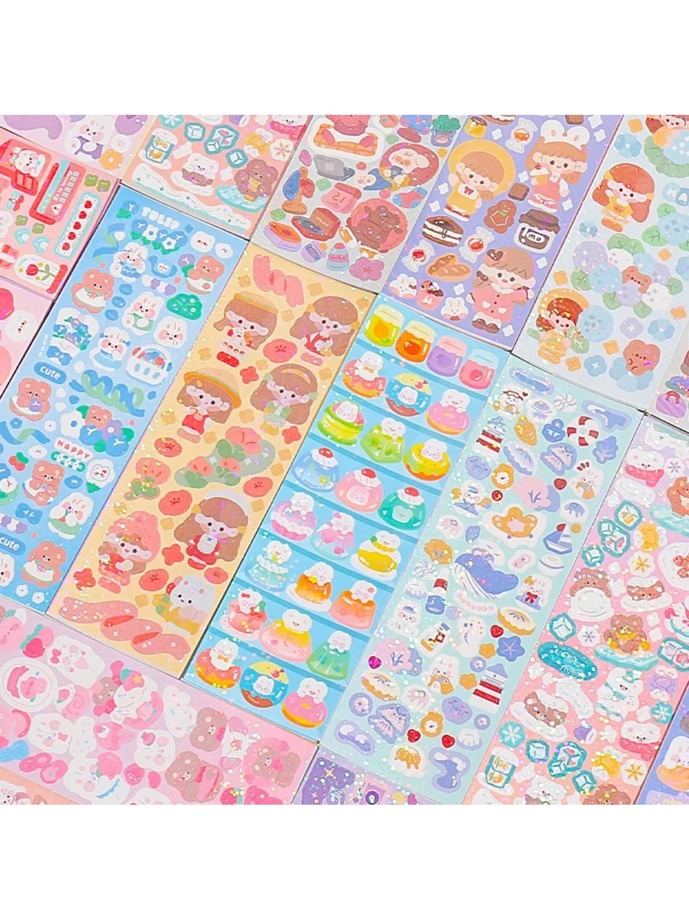50/200 Pcs kawaii Cartoon Stickers Cute Shiny Stickers DIY Decorative