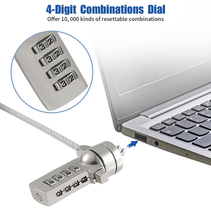 KIPRUN Laptop Cable Lock, Zinc Alloy Computer Security Lock, 4 Digit ...