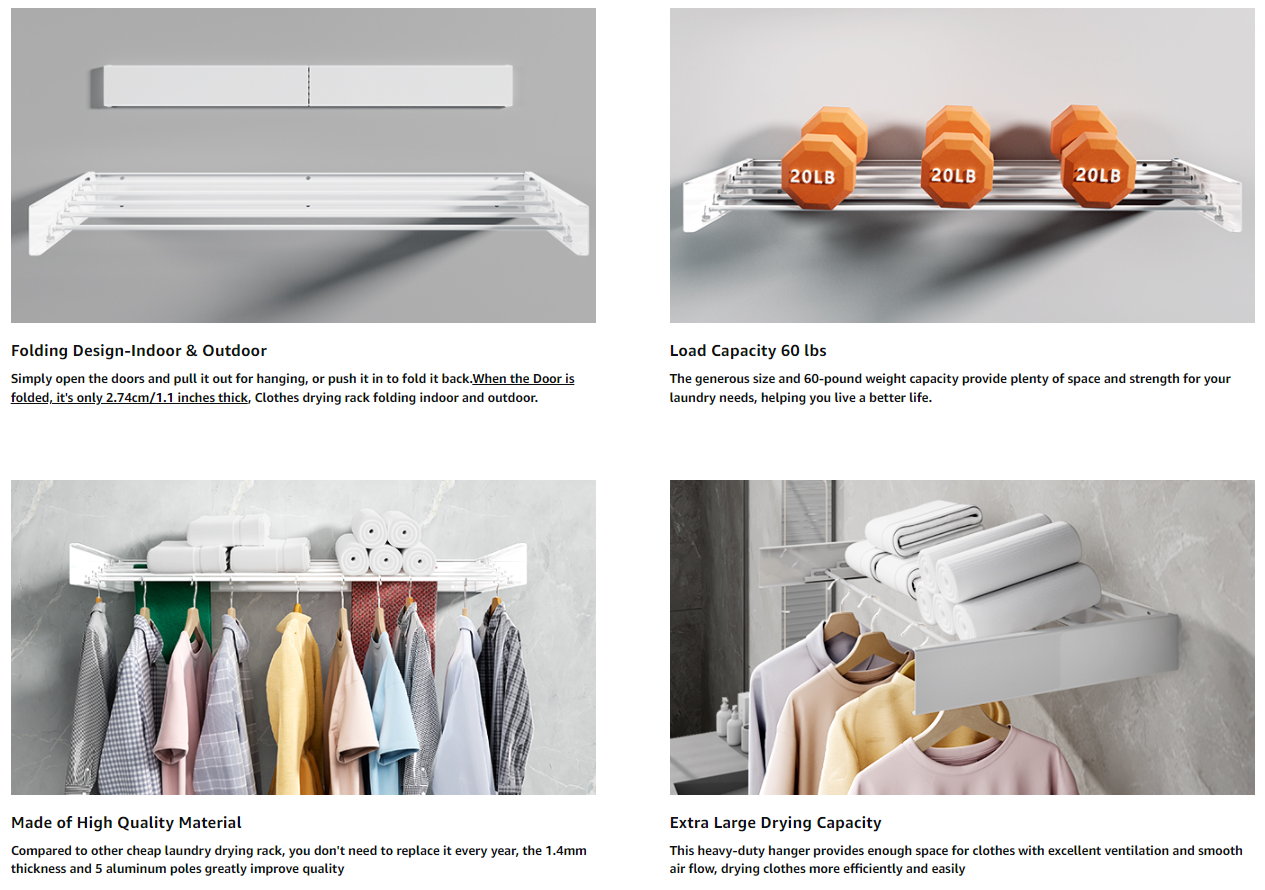 SG STOCK Balcony Folding Clothes Hanger Stainless Steel Drying Rack ...