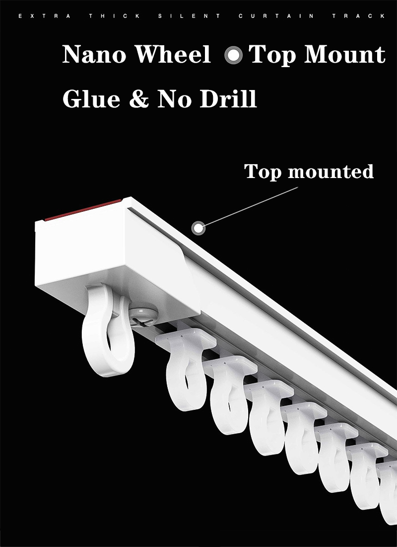 Curtain track self-adhesive sliding rail side mounted top mounted self ...
