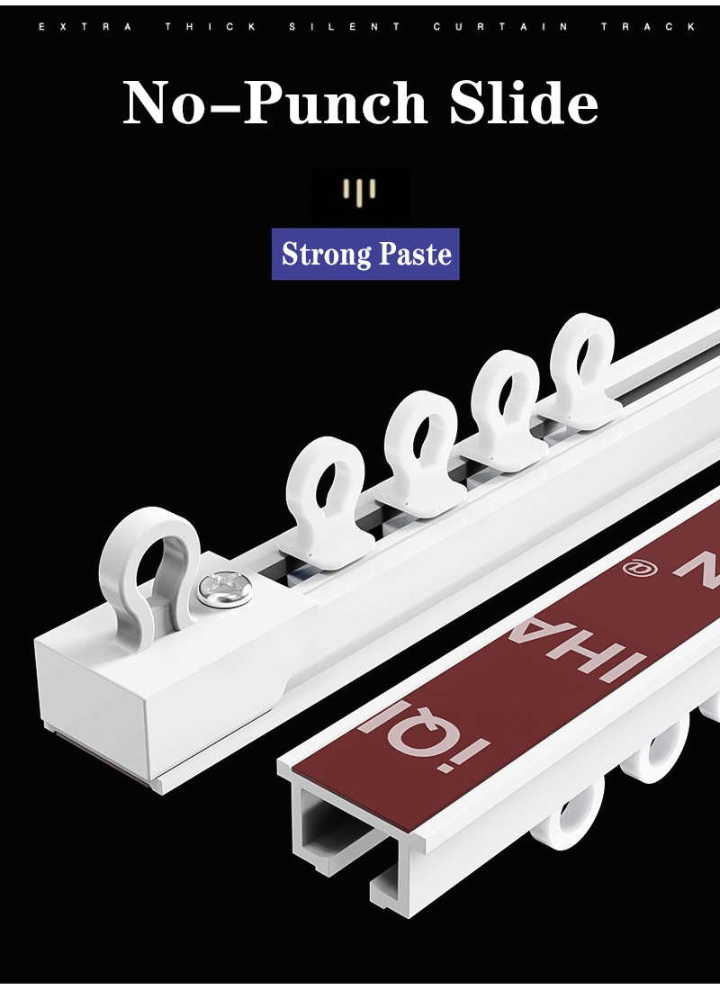 Curtain track self-adhesive sliding rail side mounted top mounted self ...