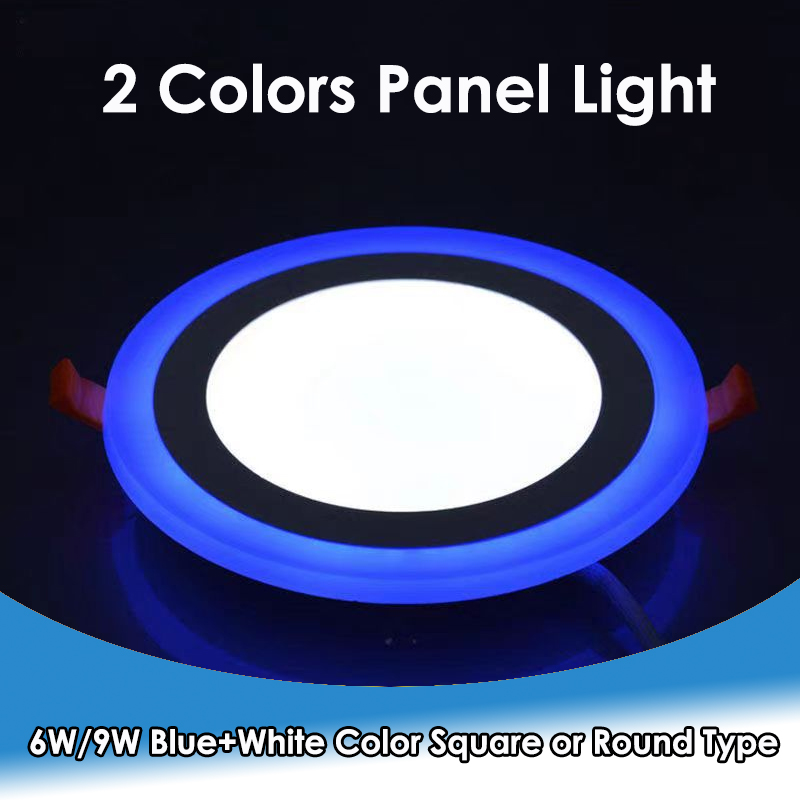 2 Colors Panel Light Led Downlight Ceiling Lamp 6W 9W White Blue For ...