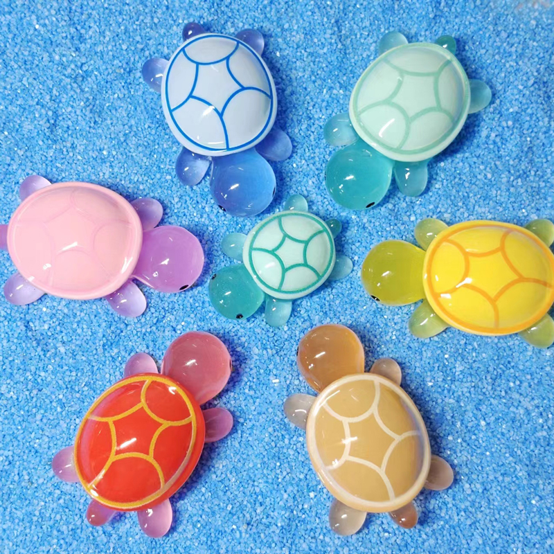 1Pcs Multicolors Luminous Big Turtle Miniatures Glow in the Dark Resin