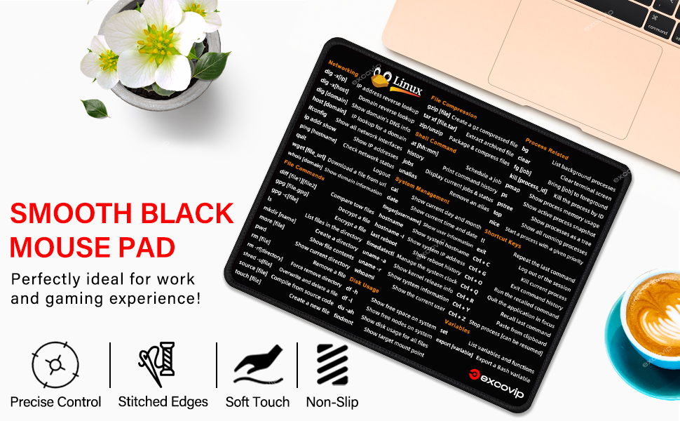 excovip soft comfort mouse pad with Linux shortcut keys for desktop and ...