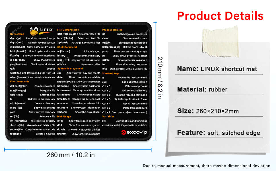 excovip soft comfort mouse pad with Linux shortcut keys for desktop and ...