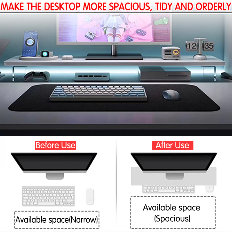 White Monitor Riser Stand Desktop Height Increase Shelf Elevated Rack ...