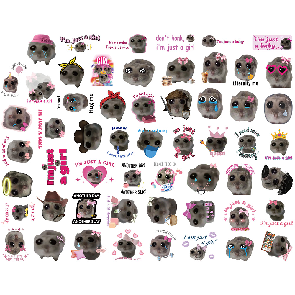 [Large Sticker]56pcs Funny Sad Hamster Meme Stickers Decal for ...