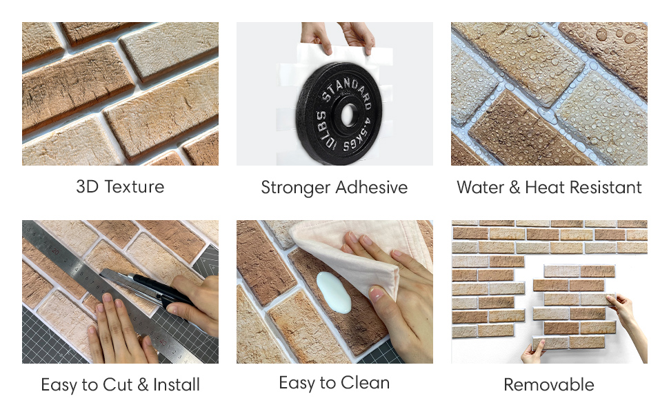 【Sg Stock】Peel & Stick 3D Wall Sticker 5PCS Brick Wall Panel Waterproof ...