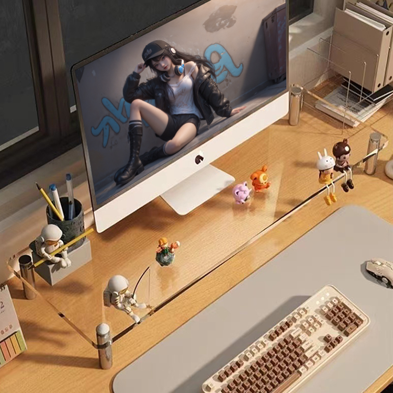 Fully Transparent Monitor Riser Stand Desktop Height Increase Shelf ...