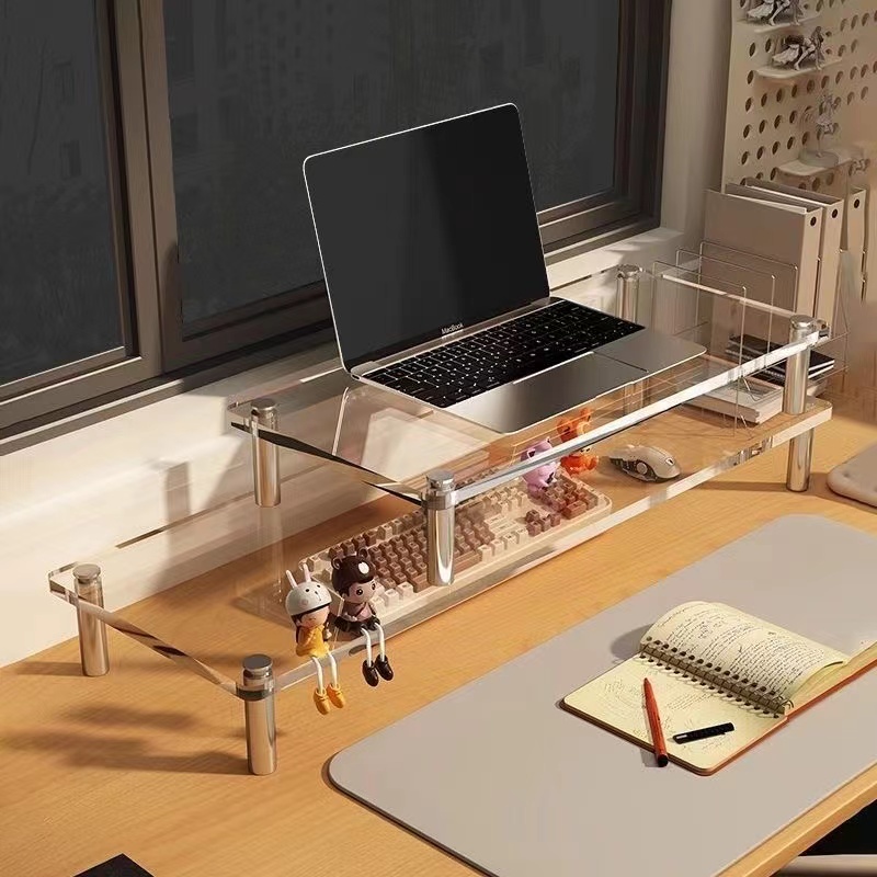Fully Transparent Monitor Riser Stand Desktop Height Increase Shelf ...