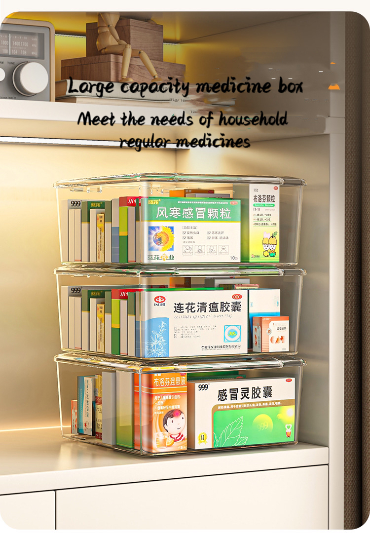 Transparent Visible Medicine Box Flip Cover Stackable Household High ...