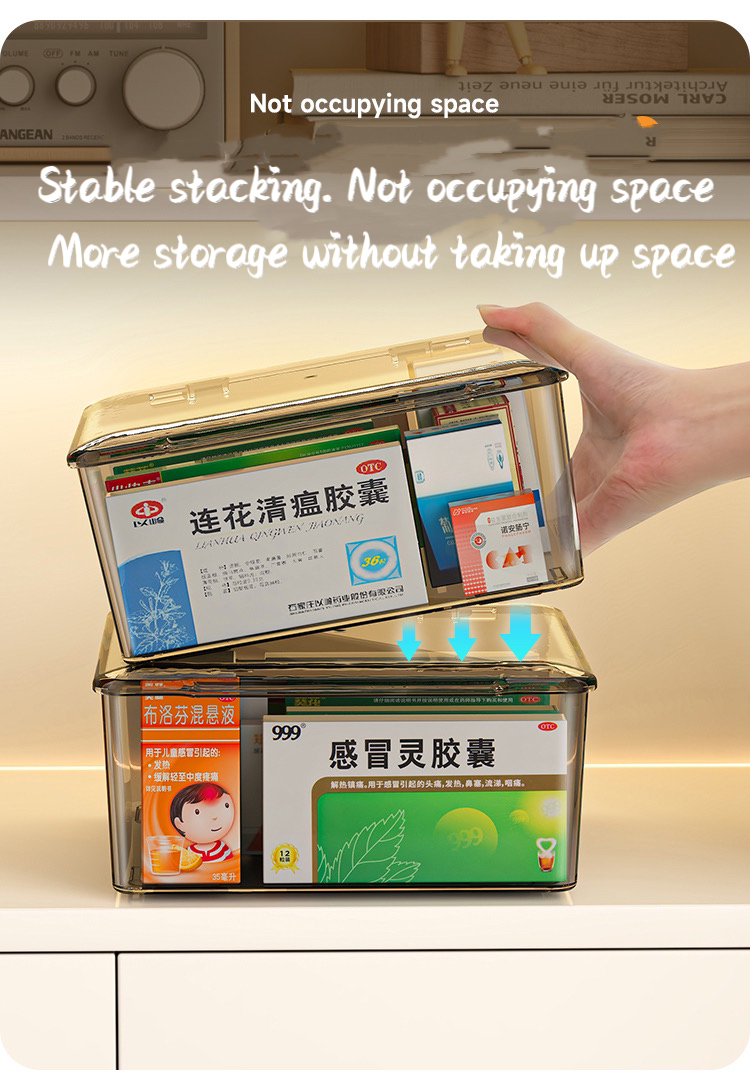 Transparent Visible Medicine Box Flip Cover Stackable Household High ...
