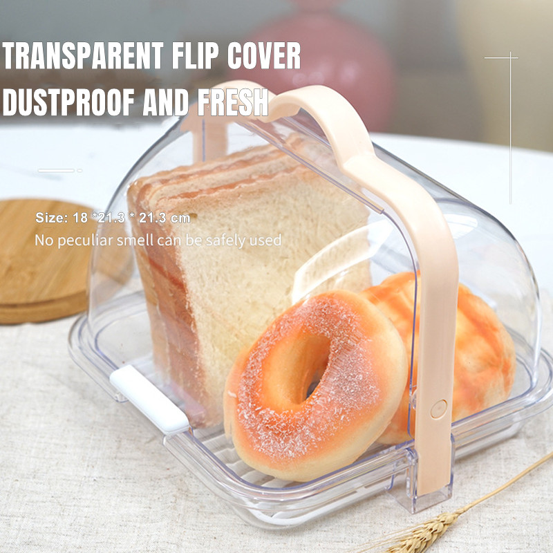 Transparent flip lid storage box Portable sealed bread storage box ...