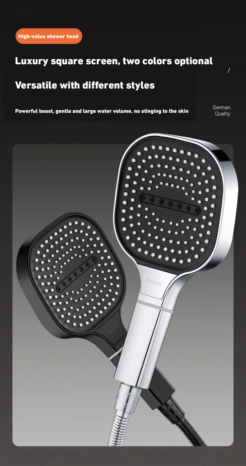 13CM Large Panel Nozzle 3 Modes Shower Head High Pressure Water Massage ...