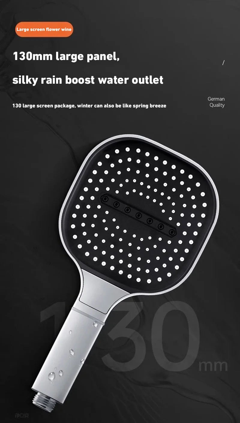 13CM Large Panel Nozzle 3 Modes Shower Head High Pressure Water Massage ...
