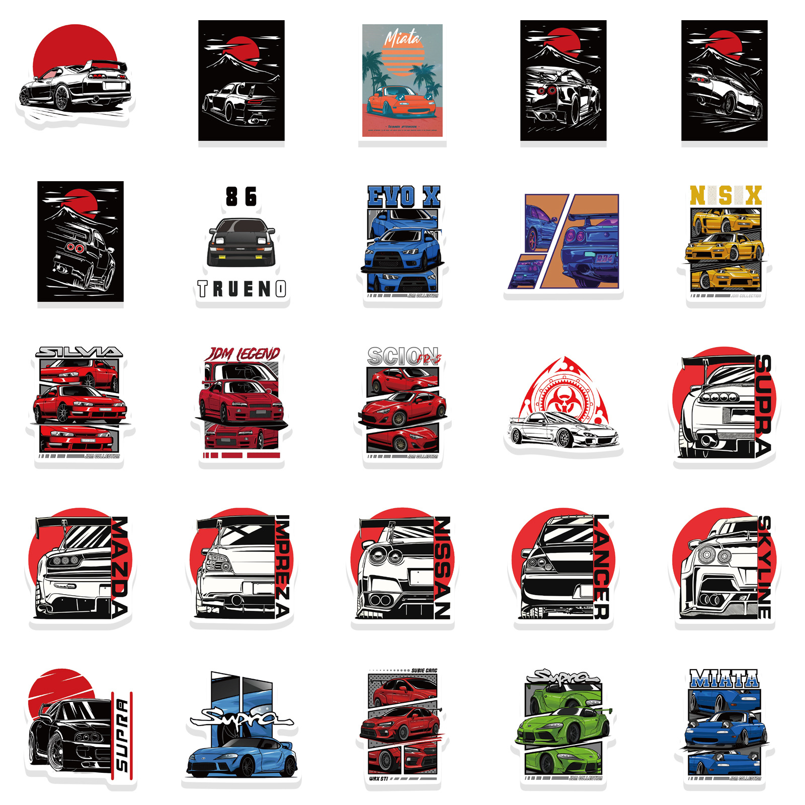 50Pcs JDM Japan Modified Racing Car Series Graffiti Stickers for ...