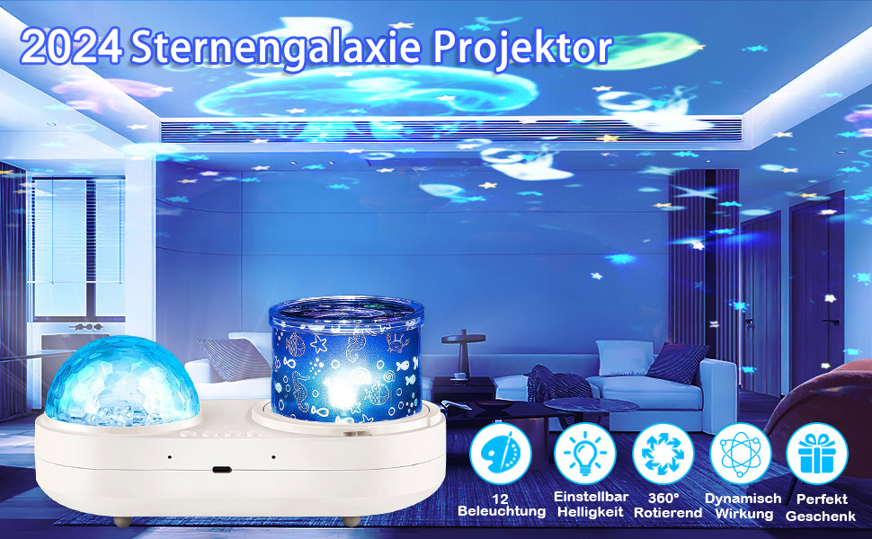 Stereo Ocean Projector Light for Bedroom Led Sky Wave Color Rotating ...