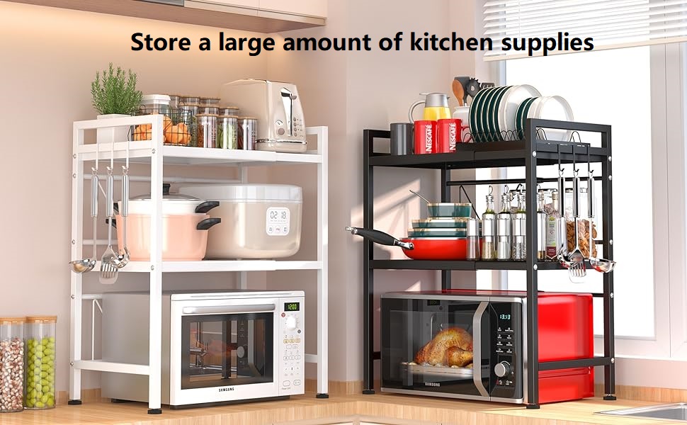 【SG Stock】Adjustable microwave rack Kitchen storage rack Oven rack ...