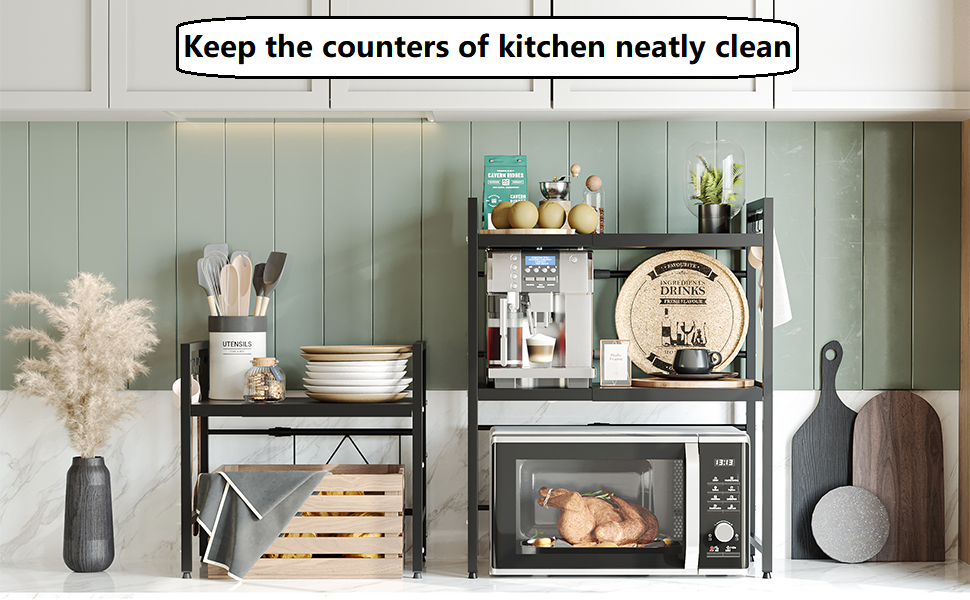 【SG Stock】Adjustable microwave rack Kitchen storage rack Oven rack ...