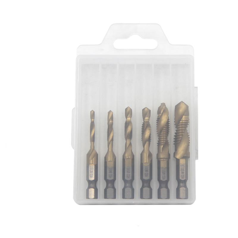 6pcs 1/4" Hex Shank Drill Tap Combination Bit Set, Screw Tapping ...