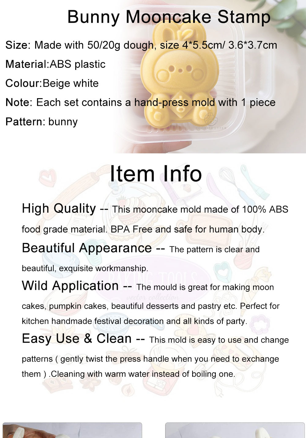 20g 50g Mini Mooncake Mould Tangerine Bunny Animal Shape Cookie Pastry ...