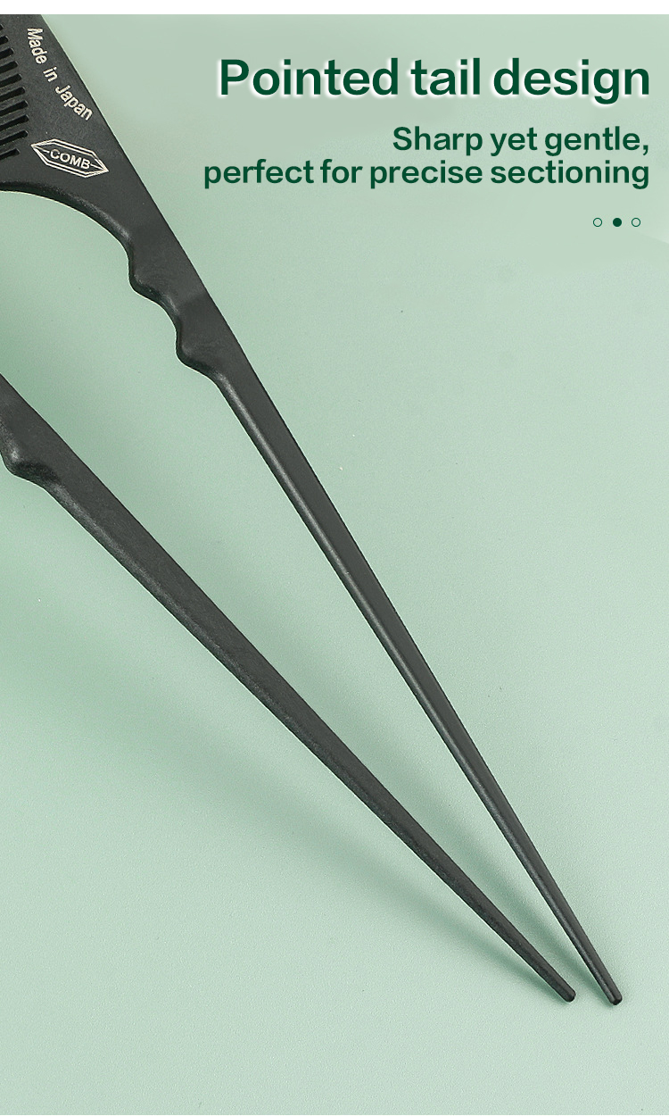 Japanese crescent carbon fiber hair pick up, pointed tail comb, carbon ...