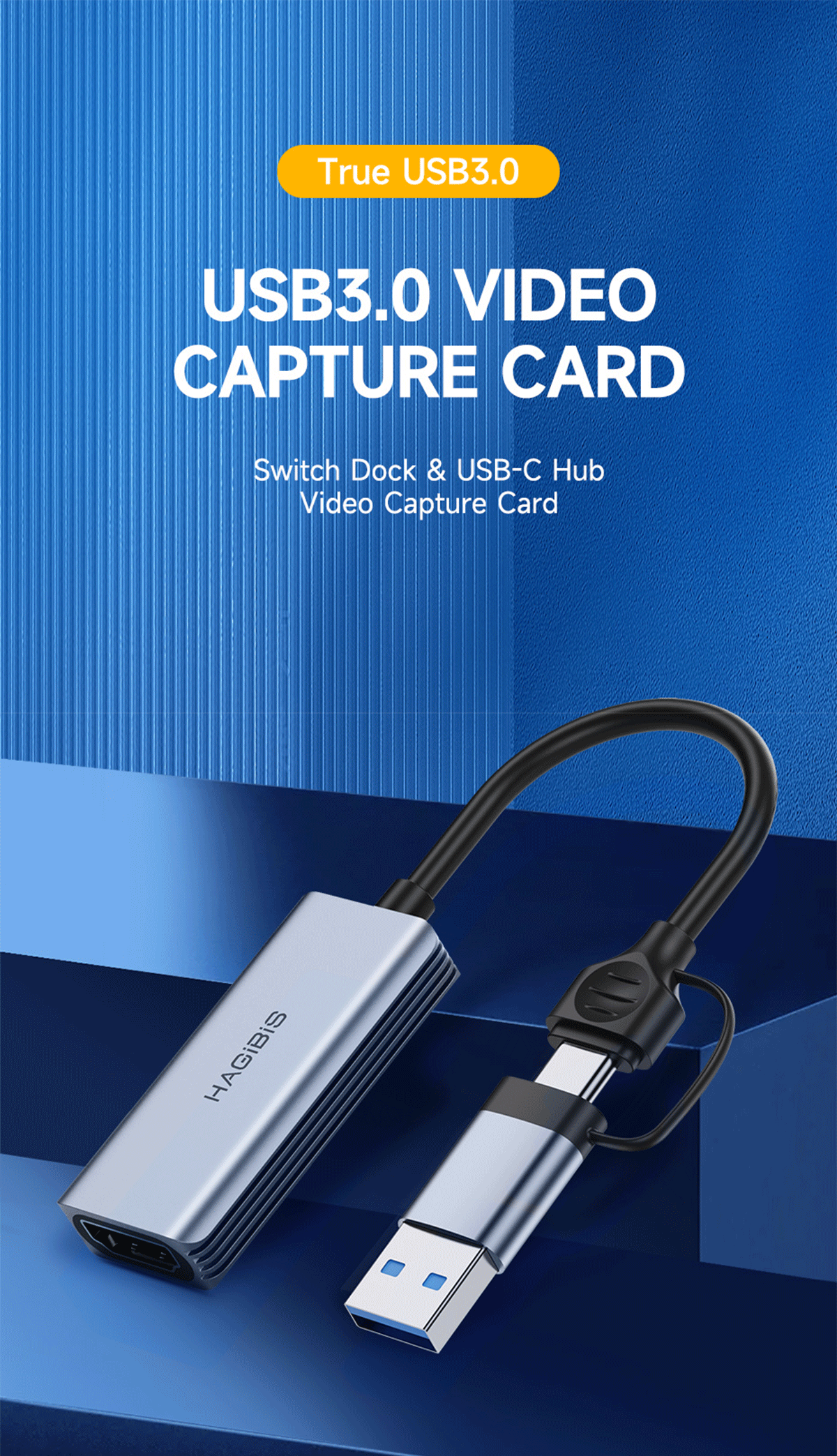 Hagibis USB Video Capture Card HDMI-compatible To USB/Type-c