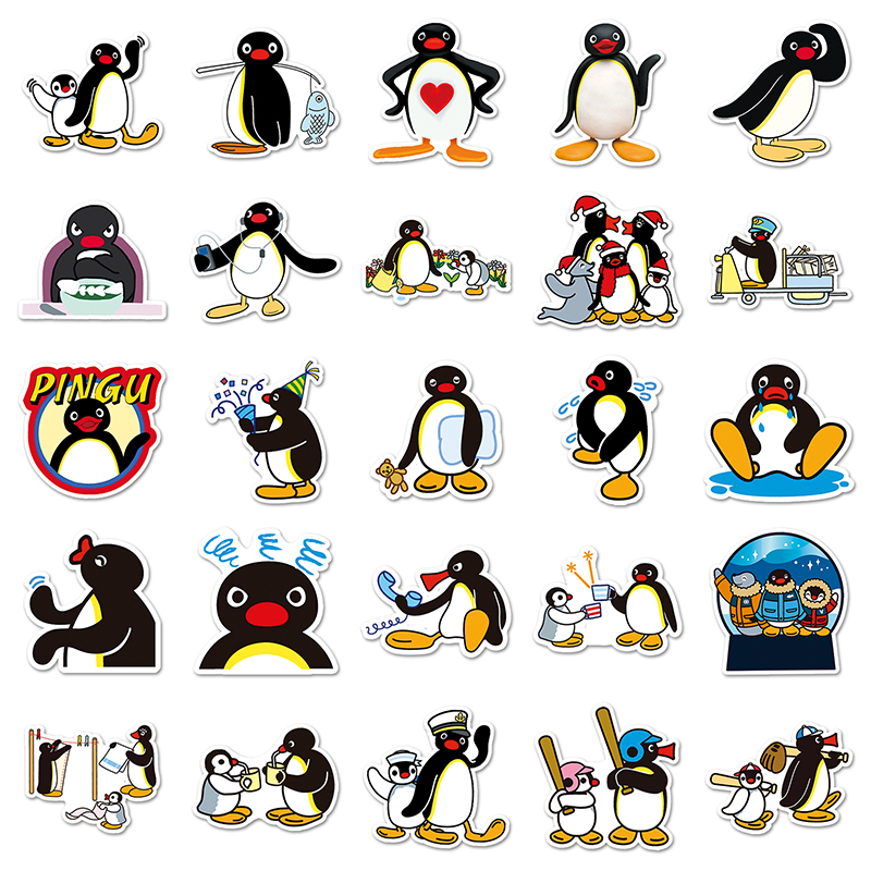 50pcs Stickers Cartoon Cute Penguin Pingu Graffiti DIY Luggage ...