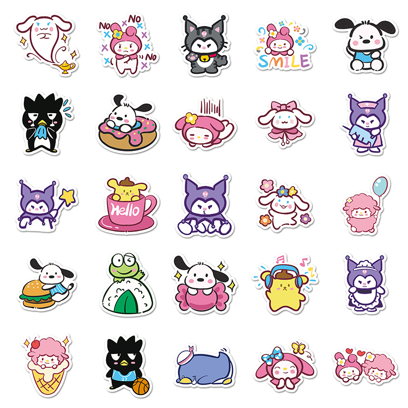 50pcs Sanrio Stickers Kuromi My Melody KEROKERO KEROPPI Graffiti ...