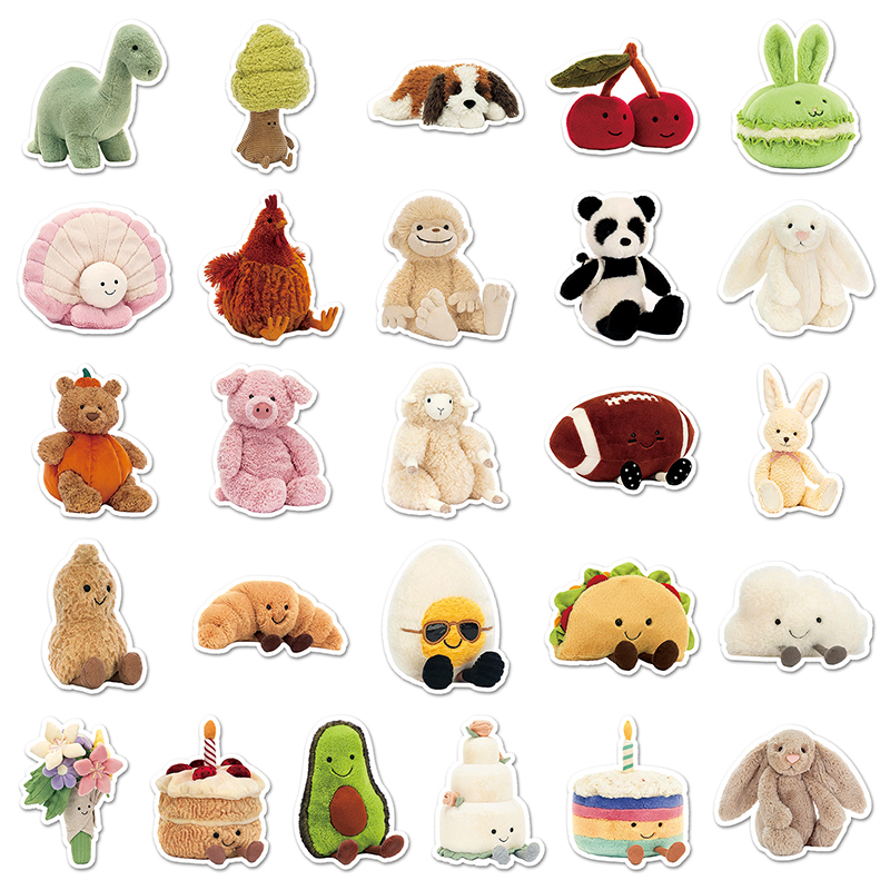 51pcs Kawaii Jelly Cat Plush Toy Sticker Cartoon Graffiti Decal DIY ...