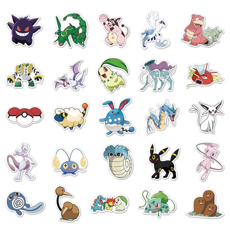 100pcs Sticker Pokémon Pocket Monsters Cartoon Graffiti Decal Suitcase ...