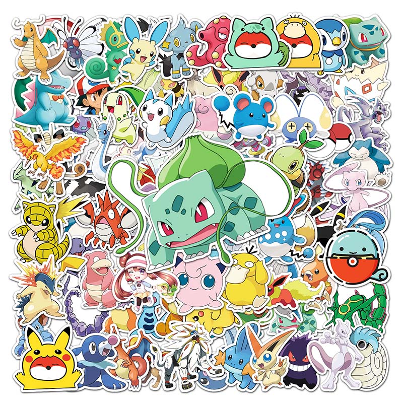 100pcs Sticker Pokémon Pocket Monsters Cartoon Graffiti Decal Suitcase ...