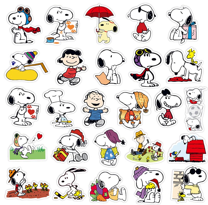 50pcs Snoopy Sticker WaterProof Removable Scrapbook Laptop Animated ...