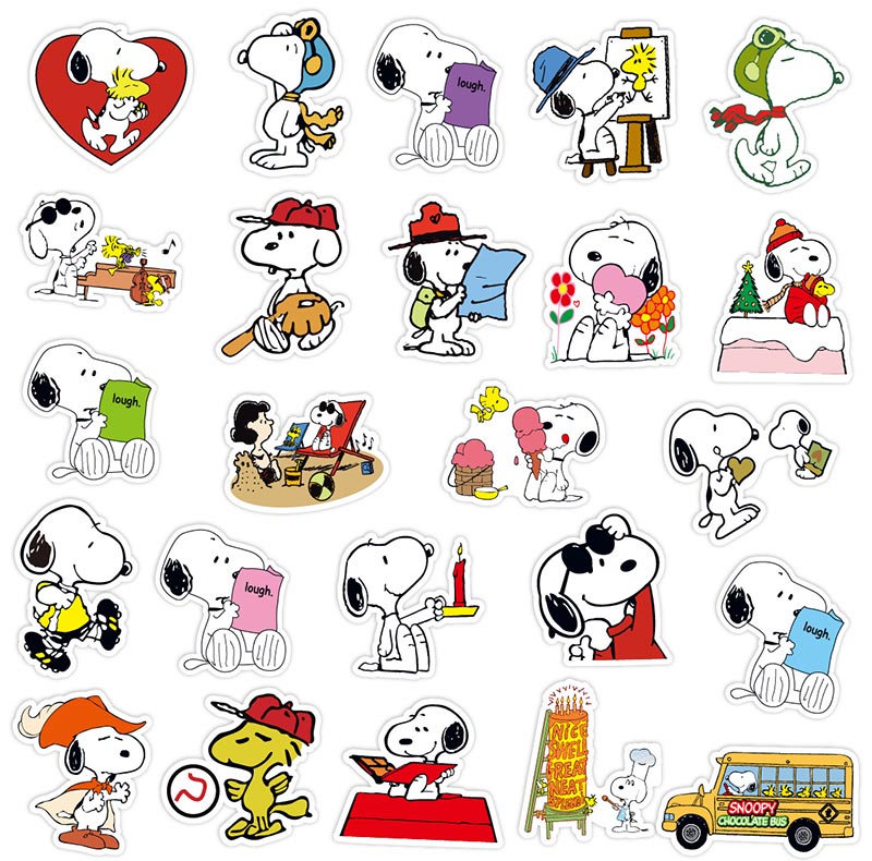 50pcs Snoopy Sticker WaterProof Removable Scrapbook Laptop Animated ...